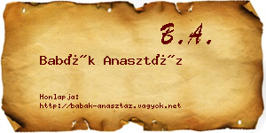 Babák Anasztáz névjegykártya